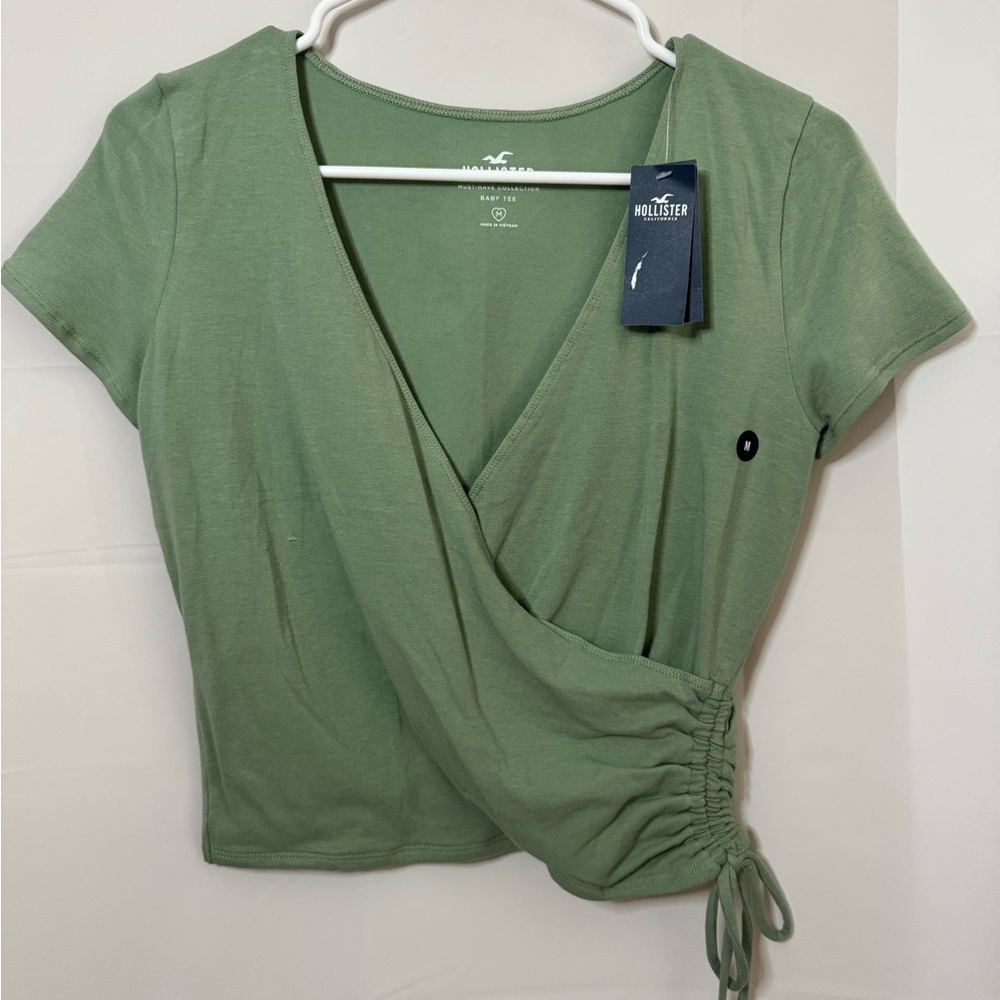 Hollister Green V-Neck Cinched Top